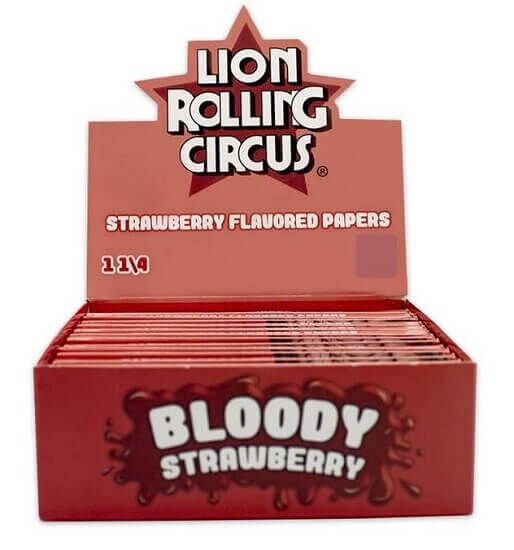 LION ROLLING CIRCUS PAPEL SABOR BLOODY STRAWBERRY 1 1/4 (25UD/DISPLAY-33PAPELES/LIBRILLO)